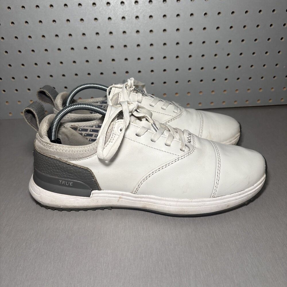 True Linkswear Lux Pro Tour Golf Shoes Mens Sz 11 White Gray Leather Spikeless - Picture 1 of 14